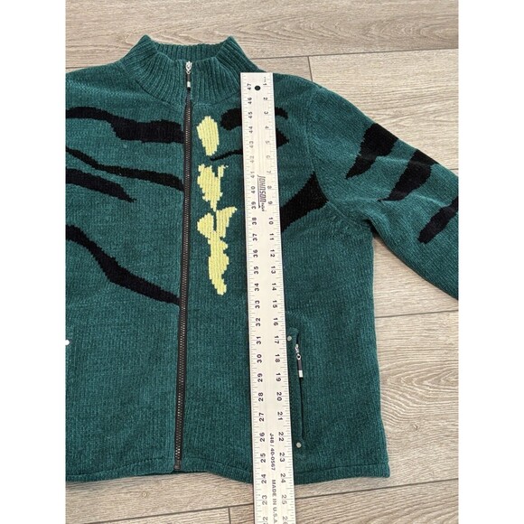 Jamie Sadock Sweater Womens L Green Full Zip Thick Knit Lined Golf Casual - Picture 7 of 8